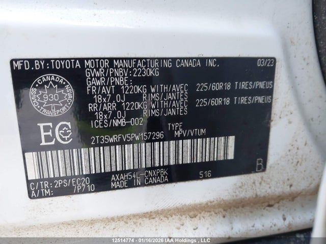 2T35WRFV5PW157296 Toyota RAV4 XSE