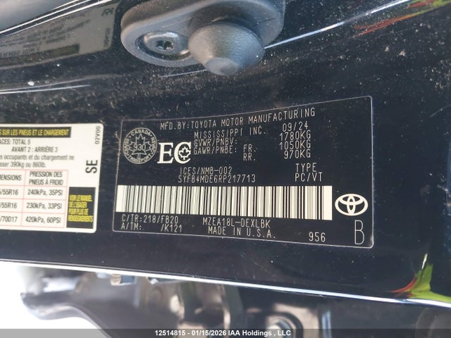5YFB4MDE6RP217713 Toyota COROLLA LE
