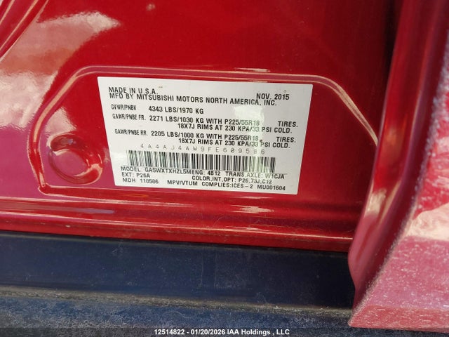 Mitsubishi Rvr Gt 2015 4A4AJ4AW9FE609586 Image 9