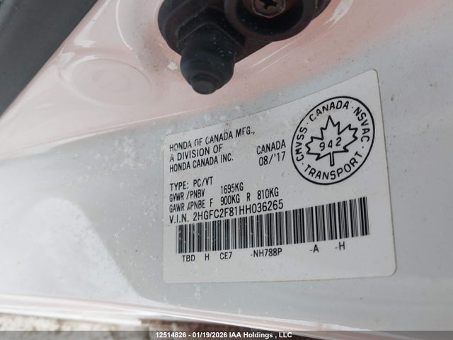 2HGFC2F81HH036265 Honda Civic Ex 4dr