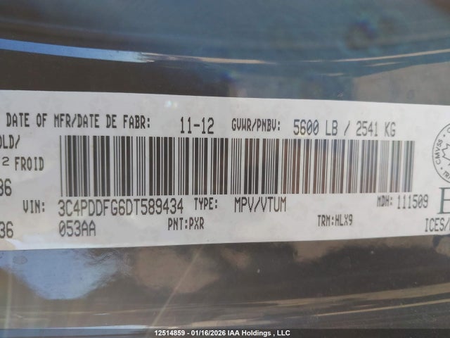 Aukcja sprzedaży 2013 Dodge Journey R/t, vin: 3C4PDDFG6DT589434, numer aukcji: 12514859