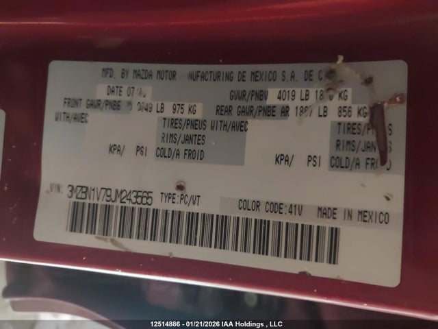 3MZBN1V79JM243565 Mazda 3 Gs