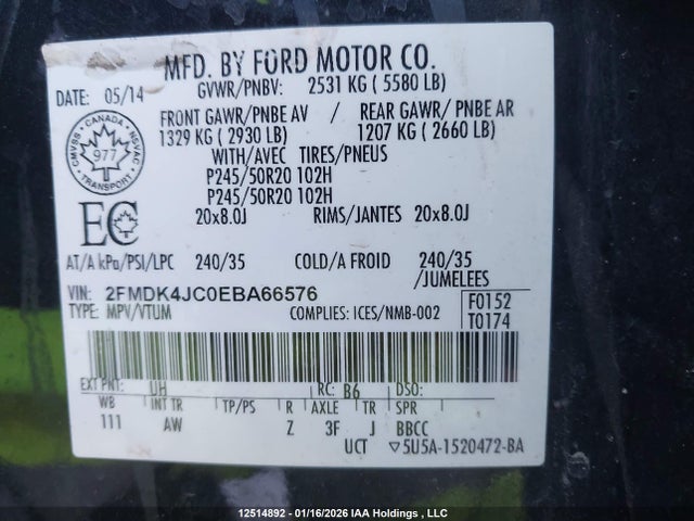 Ford EDGE SEL 2014 2FMDK4JC0EBA66576 Image 18