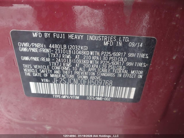 Subaru Forester 2.5i 2015 JF2SJCNC0FH509768 Image 19