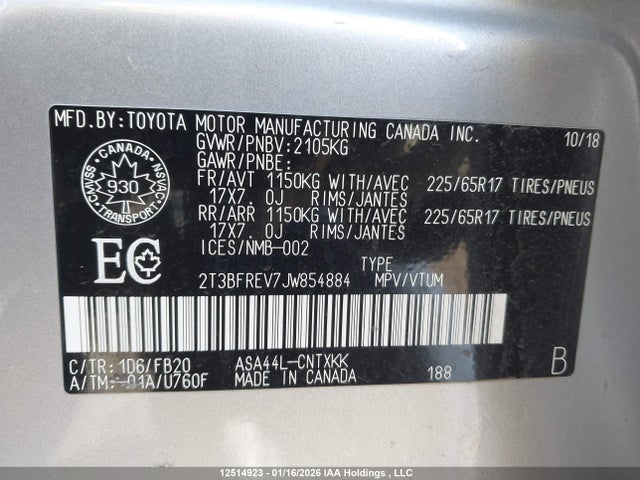 Toyota RAV4 LE 2018 2T3BFREV7JW854884 Image 9