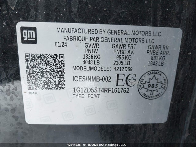 1G1ZD5ST4RF161762 Chevrolet MALIBU LT