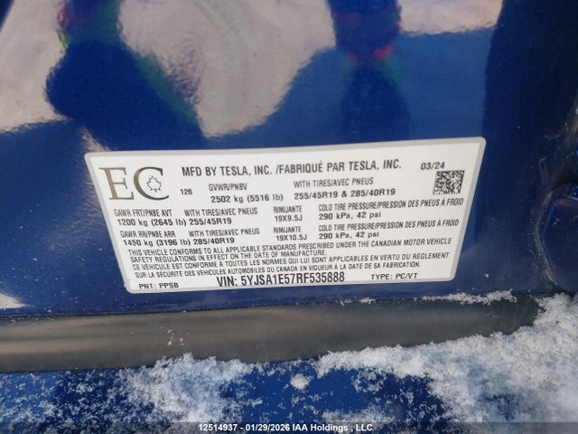 Tesla MODEL S 2024 5YJSA1E57RF535888 Image 9