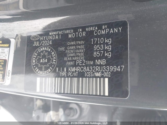 2024 Hyundai Venue Sel/limited მანქანა იყიდება აუქციონზე, vin: KMHRC8A32RU339947, აუქციონის ნომერი: 12514950