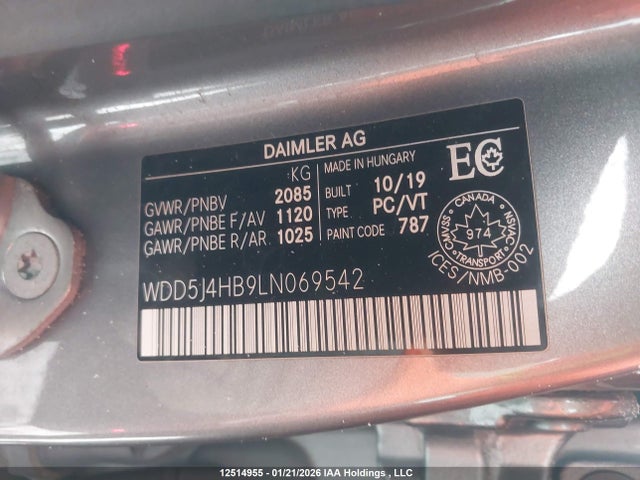 WDD5J4HB9LN069542 Mercedes-Benz Cla 250 Coupe 4matic