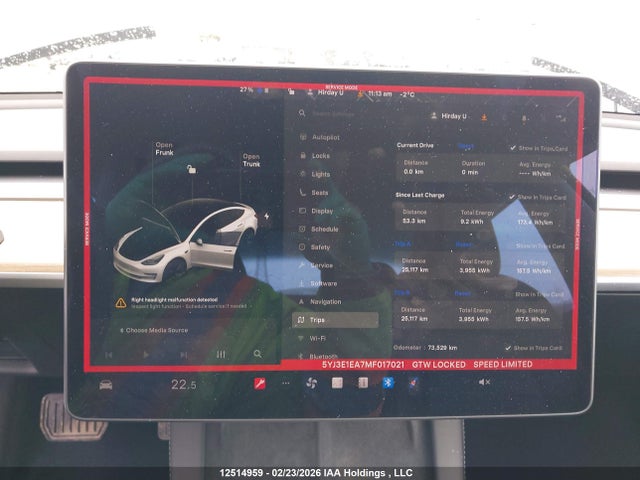 12514959 :رقم المزاد ، 5YJ3E1EA7MF017021 vin ، 2021 Tesla Model 3 مزاد بيع