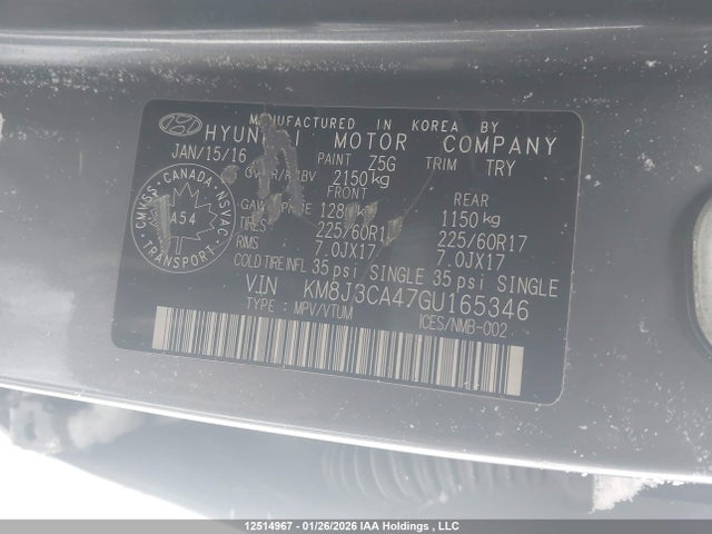 KM8J3CA47GU165346 Hyundai Tucson