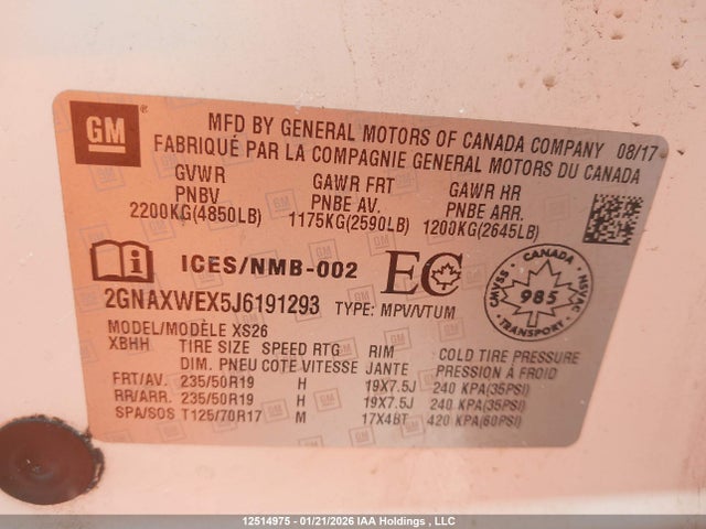 2GNAXWEX5J6191293 Chevrolet Equinox Premier