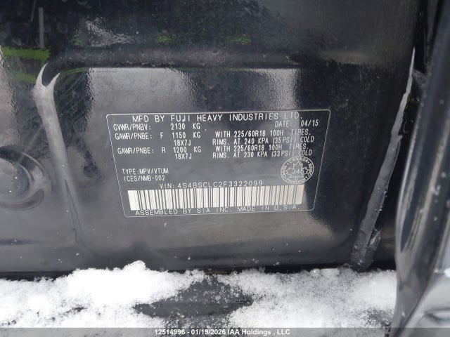 4S4BSCLC2F3322099 Subaru Outback 2.5i Limited