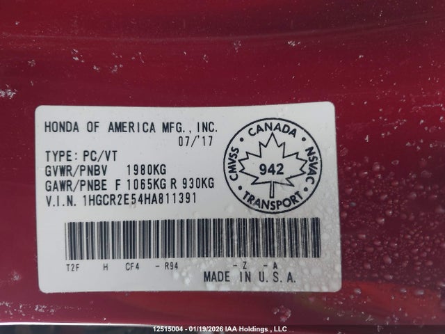 1HGCR2E54HA811391 Honda Accord Sport