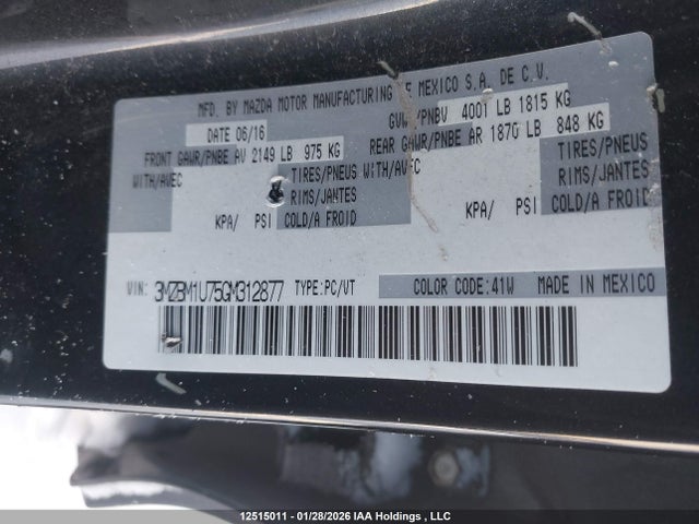 3MZBM1U75GM312877 Mazda Mazda3 G/gx