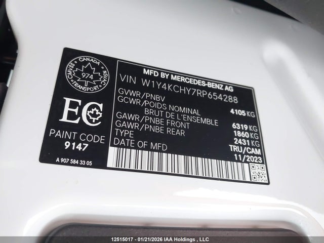 W1Y4KCHY7RP654288 Mercedes-Benz Sprinter 2500 High Roof 4-cyl Diesel