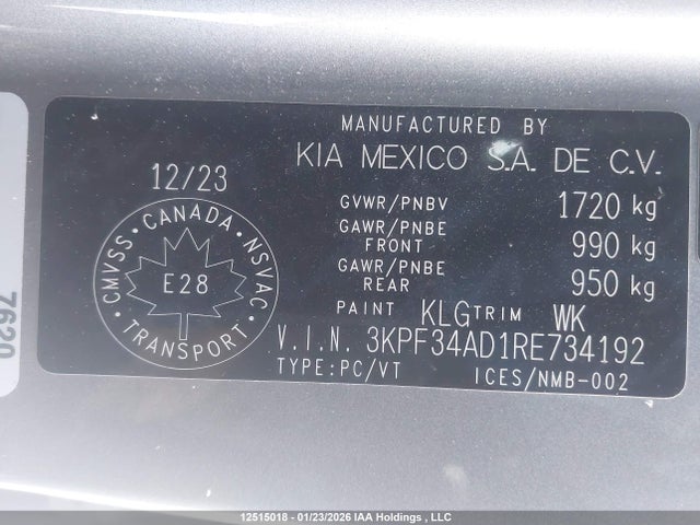 3KPF34AD1RE734192 KIA Forte Ex/ex Premium/ex+