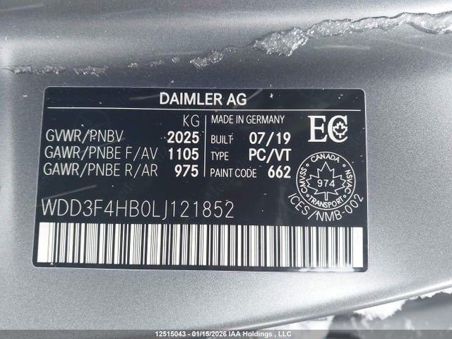 WDD3F4HB0LJ121852 Mercedes-Benz A 250 4matic