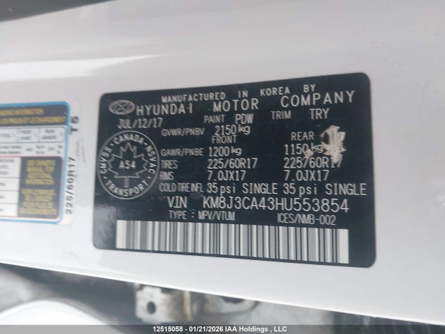 KM8J3CA43HU553854 Hyundai Tucson