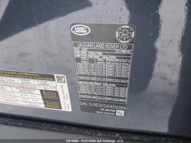 SAL1L9E92SA459284 Land Rover Range Rover Sport P530 Dynamic Se