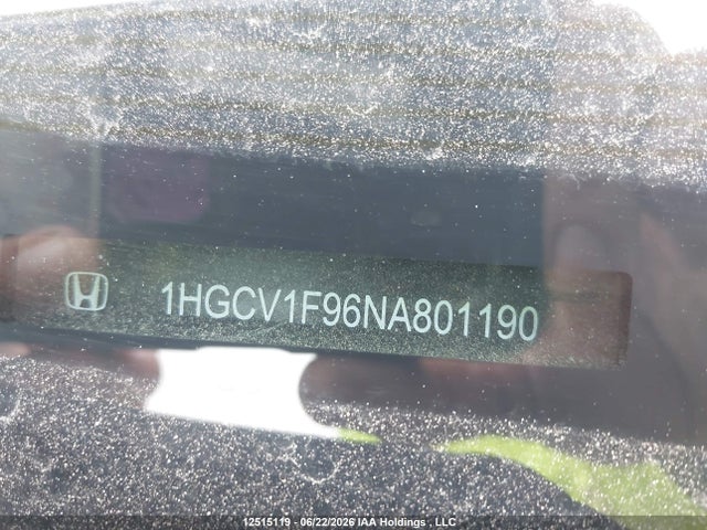 2022 Honda Accord Touring მანქანა იყიდება აუქციონზე, vin: 1HGCV1F96NA801190, აუქციონის ნომერი: 12515119