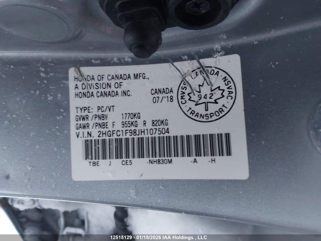 2HGFC1F98JH107504 Honda Civic
