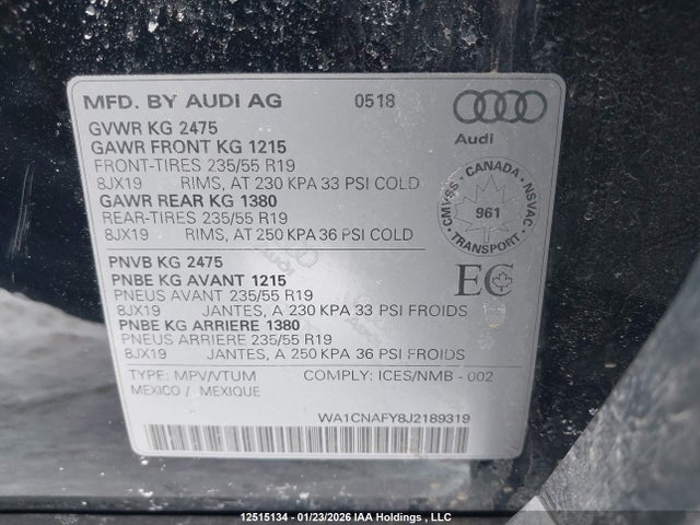 WA1CNAFY8J2189319 Audi Q5