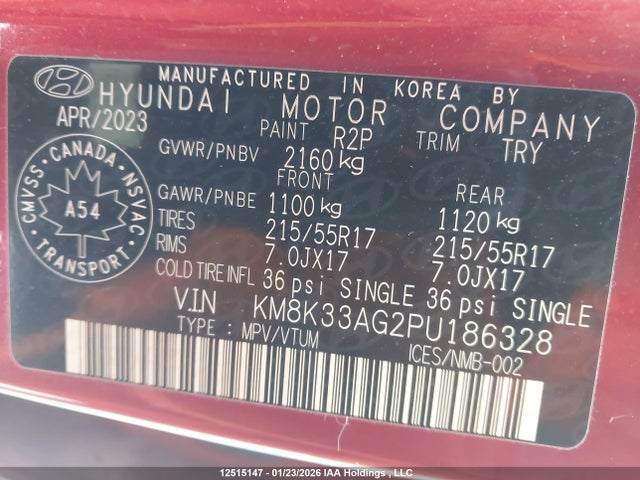 Aukcja sprzedaży 2023 Hyundai Kona Electric Ultimate, vin: KM8K33AG2PU186328, numer aukcji: 12515147
