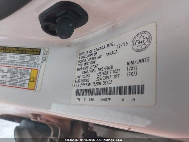 Honda CR-V EX 2016 2HKRM4H52GH108152 Image 9