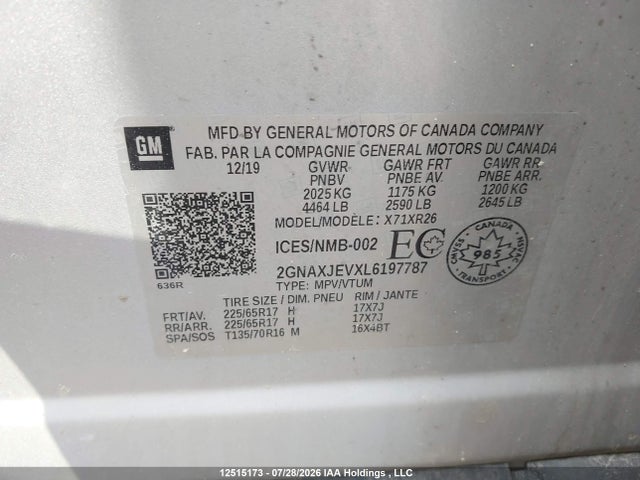 Chevrolet EQUINOX LT 2020 2GNAXJEVXL6197787 Image 9