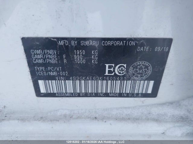 4S3GKAE63K1605431 Subaru Impreza Sport