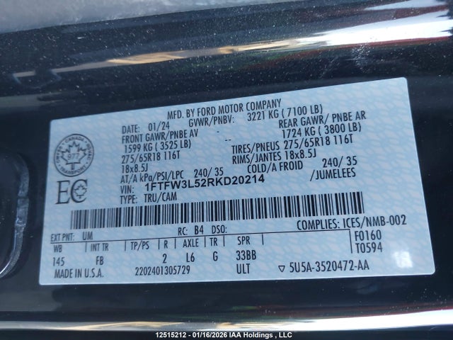 Ford F-150 Xlt 2024 1FTFW3L52RKD20214 Image 9