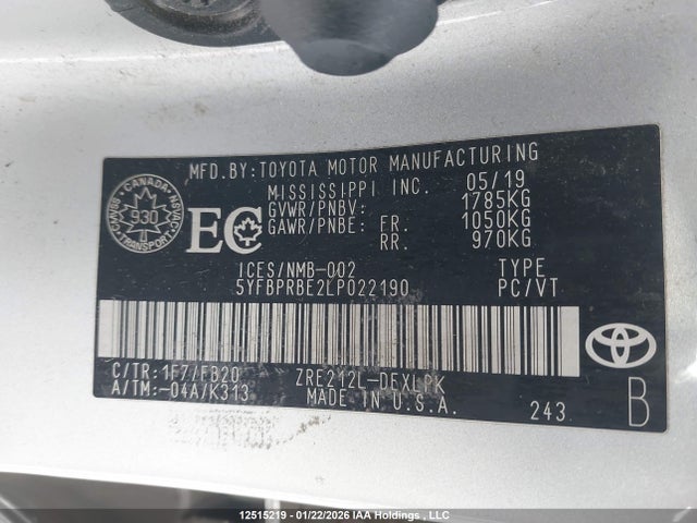 Toyota COROLLA LE 2020 5YFBPRBE2LP022190 Image 9