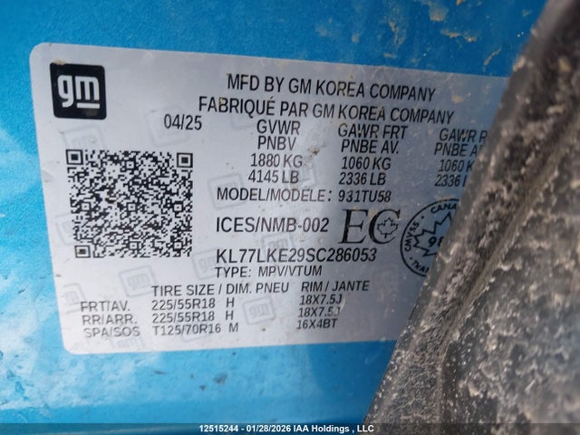 Chevrolet Trax 2025 KL77LKE29SC286053 Image 9