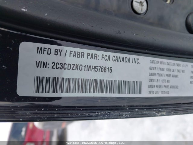 2C3CDZKG1MH576816 Dodge Challenger Gt Awd