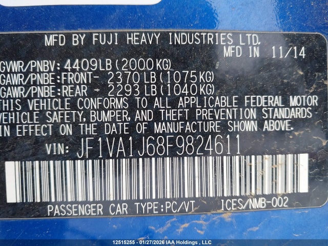 JF1VA1J68F9824611 Subaru Wrx Sport-tech Package