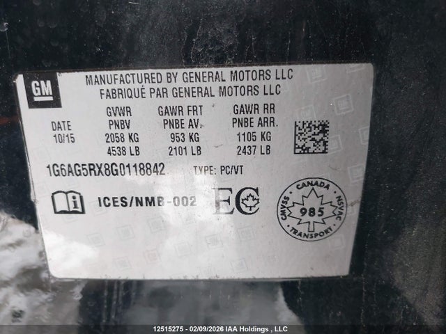 1G6AG5RX8G0118842 Cadillac ATS