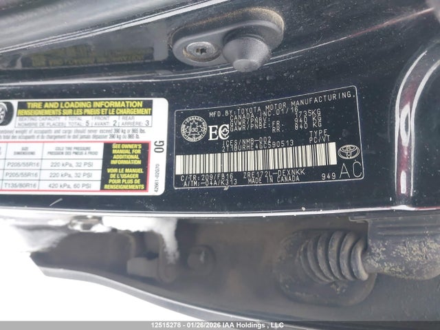 2T1BURHE4GC590513 Toyota COROLLA LE