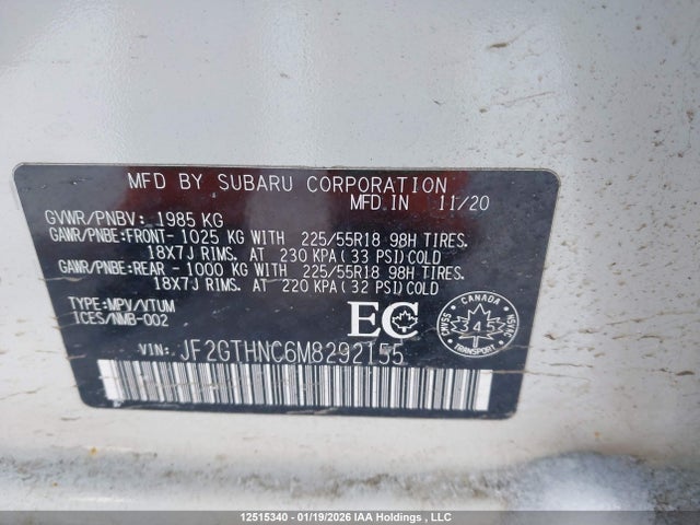 Subaru Crosstrek Limited 2021 JF2GTHNC6M8292155 Image 9