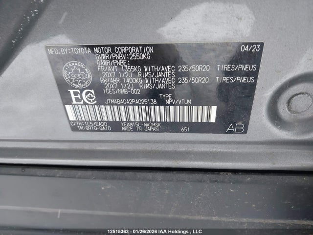 JTMABACA2PA025138 Toyota BZ4X XLE