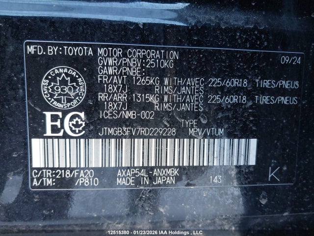 12515380 :رقم المزاد ، JTMGB3FV7RD229228 vin ، 2024 Toyota Rav4 Prime Xse مزاد بيع