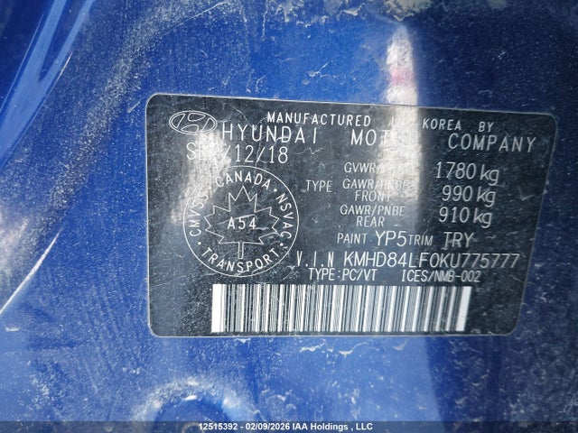 KMHD84LF0KU775777 Hyundai Elantra Preferred