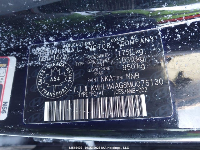 KMHLM4AG8MU076130 Hyundai Elantra Preferred Ivt With Sun And Tech Package