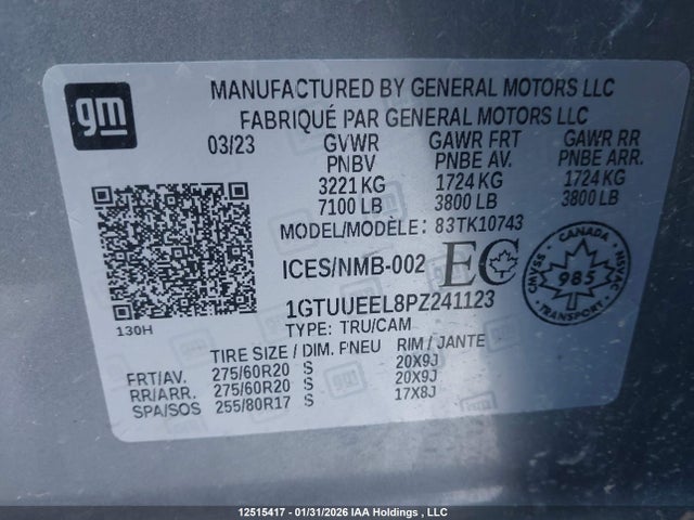 1GTUUEEL8PZ241123 GMC Sierra 1500 At4