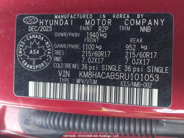 KM8HACAB5RU101053 Hyundai Kona Se