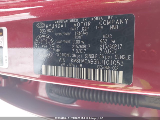 KM8HACAB5RU101053 Hyundai Kona Se