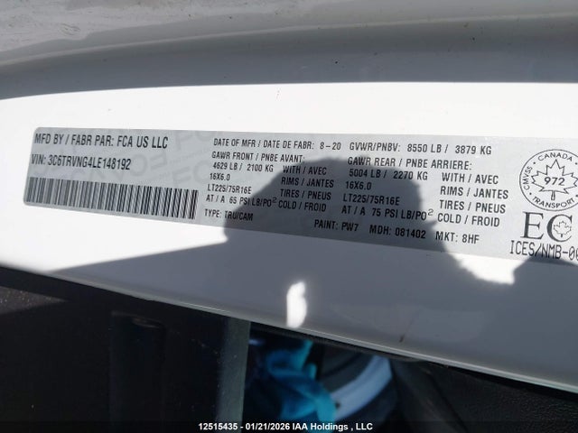 RAM Promaster 1500 1500 Standard 2020 3C6TRVNG4LE148192 Image 9