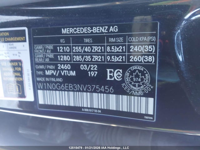 W1N0G6EB3NV375456 Mercedes-Benz Amg Glc 43 4matic