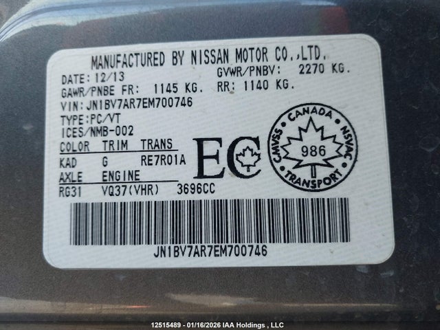 JN1BV7AR7EM700746 Infiniti Q50 Premium/sport