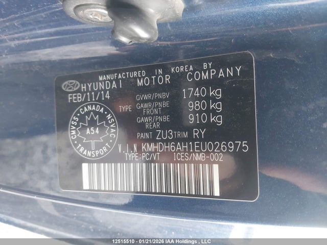 KMHDH6AH1EU026975 Hyundai Elantra Coupe Gs/se
